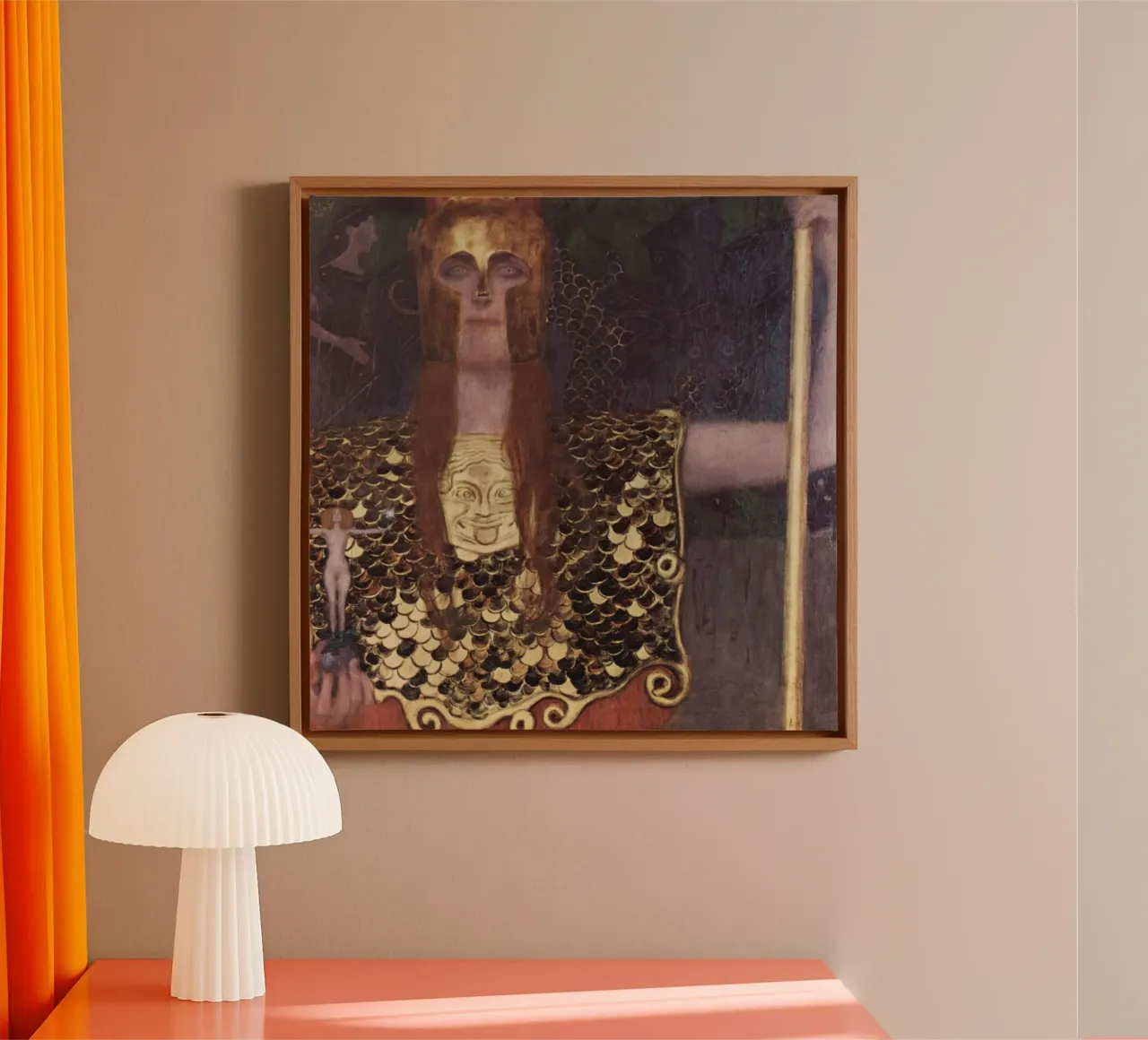 Gustav Klimt - Pallade Atena tela con Cornice a cassetta da Timeless Artworks