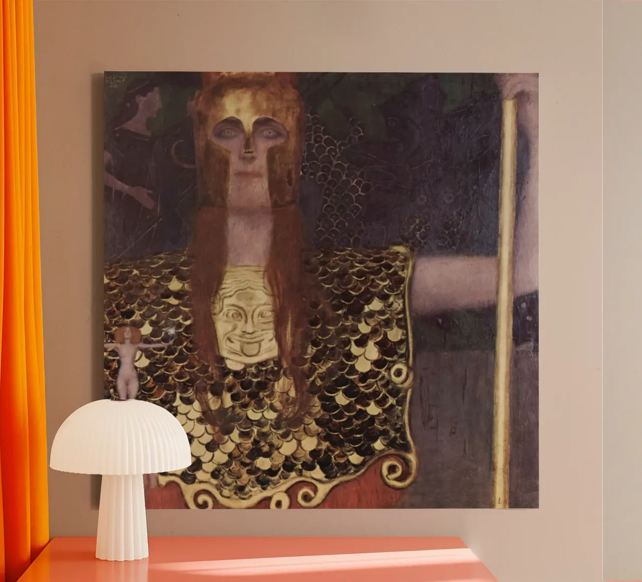 Gustav Klimt - Pallade Atena tela con Cornice a cassetta da Timeless Artworks