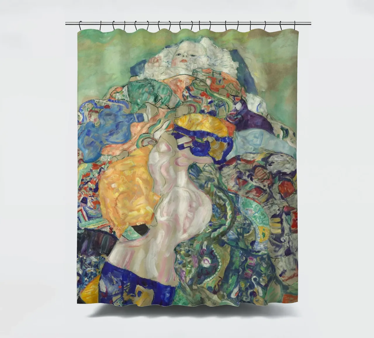 Gustav Klimt - Baby (Cradle) shower curtain by Timeless Artworks