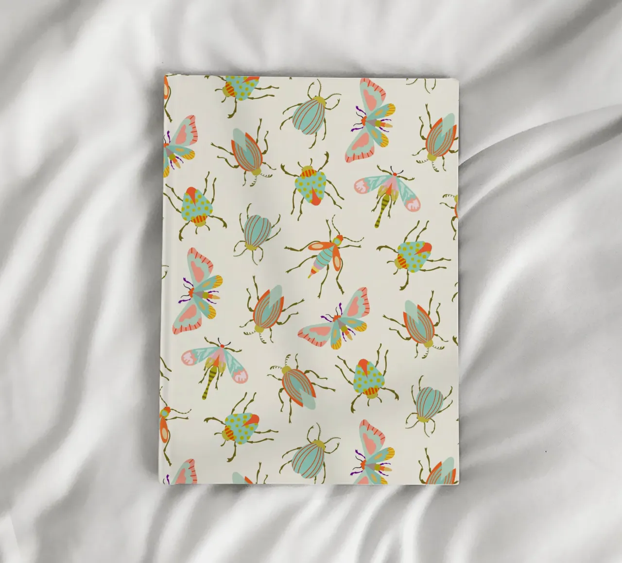 Colorful Insects on Light Cream notebook by CoelfenArt