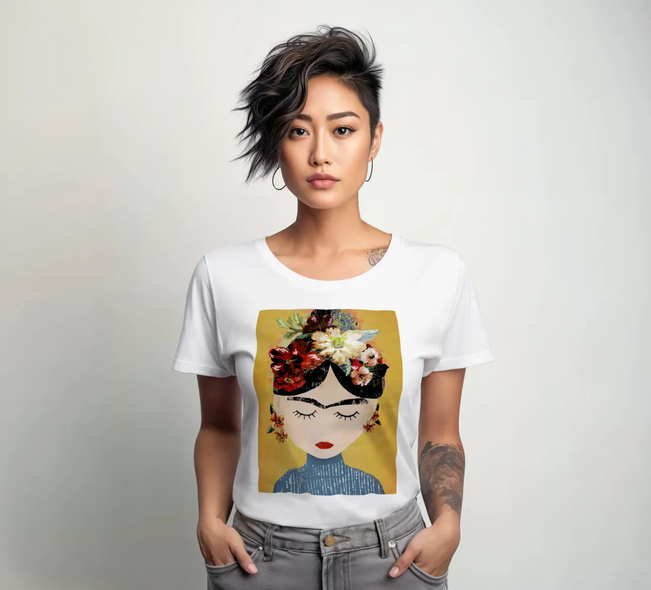 Frida (Yellow) t-shirt ajusté pour femmes de treechild