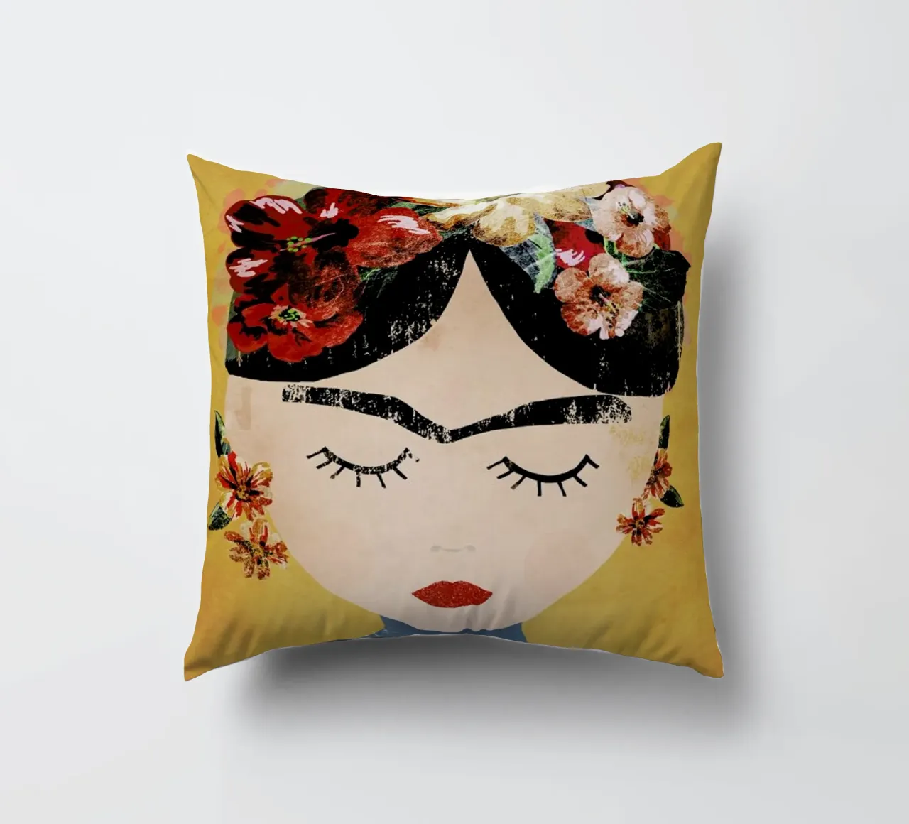 Frida (Yellow) decorative cushion by treechild