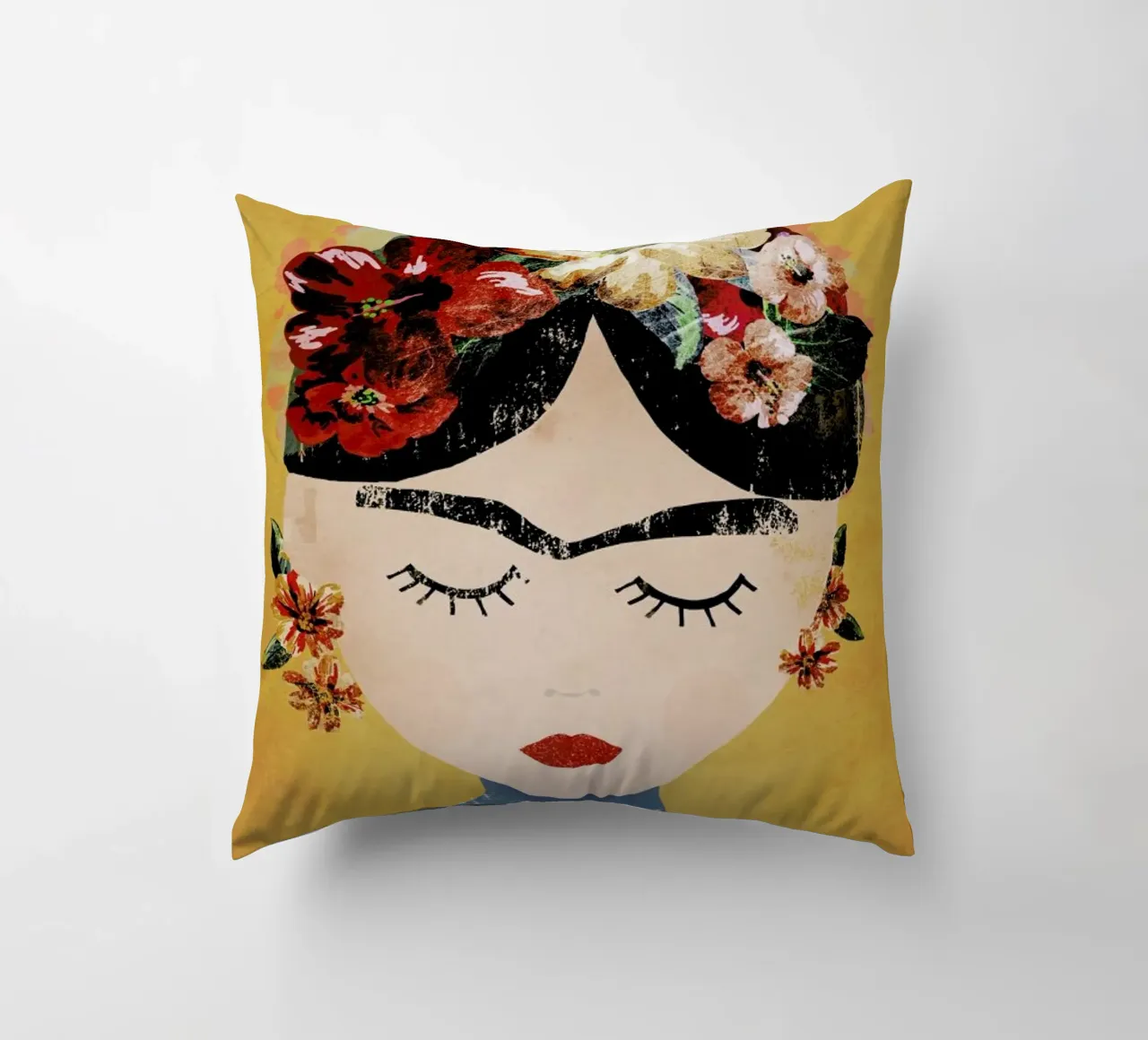 Frida (Yellow) decorative cushion by treechild