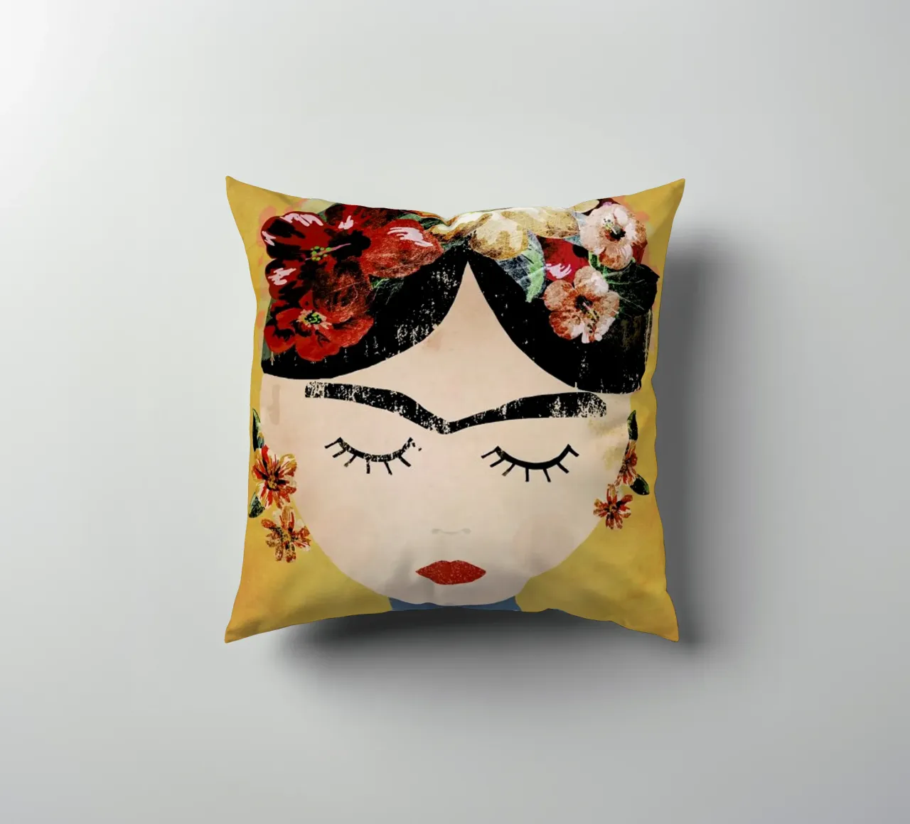Frida (Yellow) decorative cushion by treechild