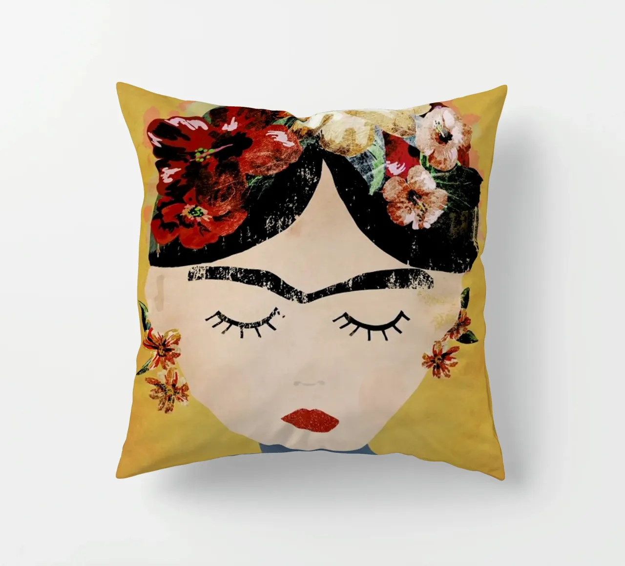 Frida (Yellow) decorative cushion by treechild