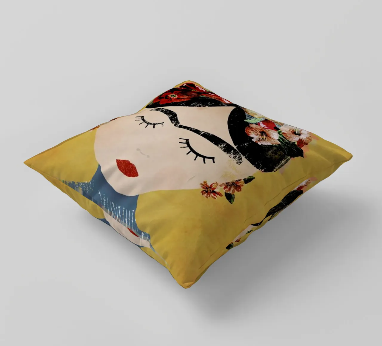 Frida (Yellow) decorative cushion by treechild