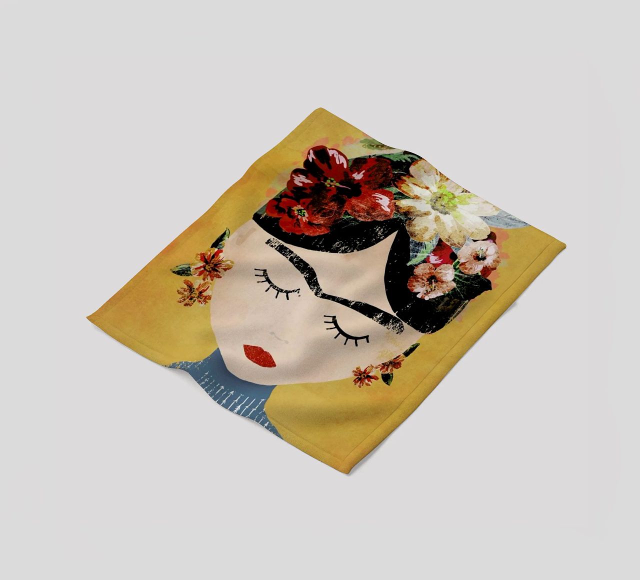 Frida (Yellow) fleece blanket by treechild