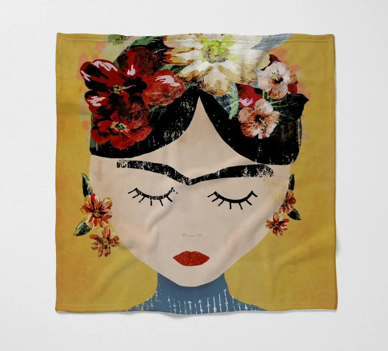 Frida (Yellow) fleece blanket by treechild
