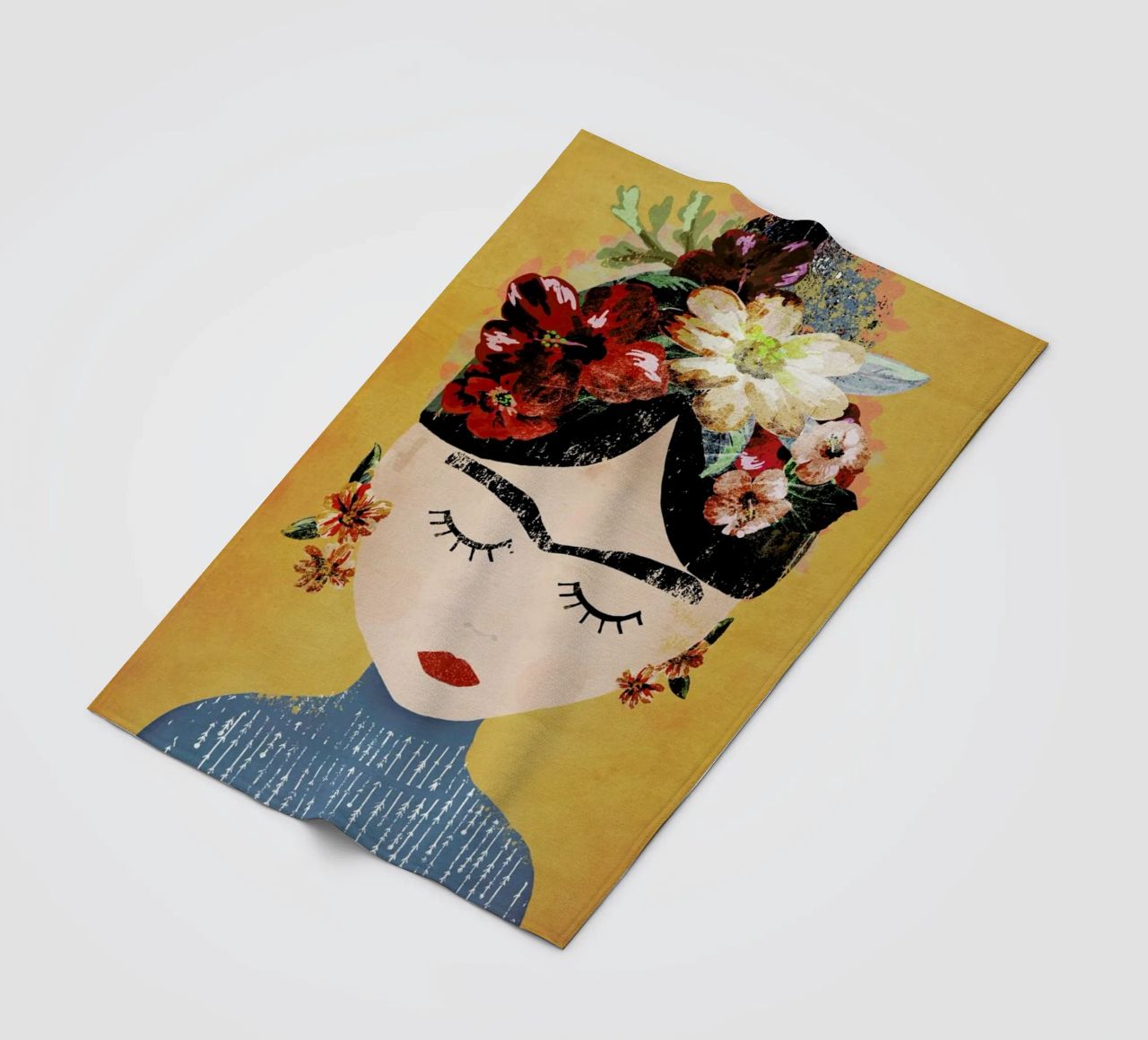 Frida (Yellow) fleece blanket by treechild