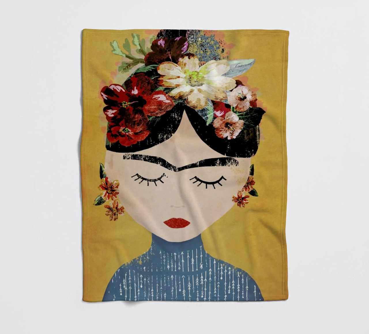 Frida (Yellow) fleece blanket by treechild