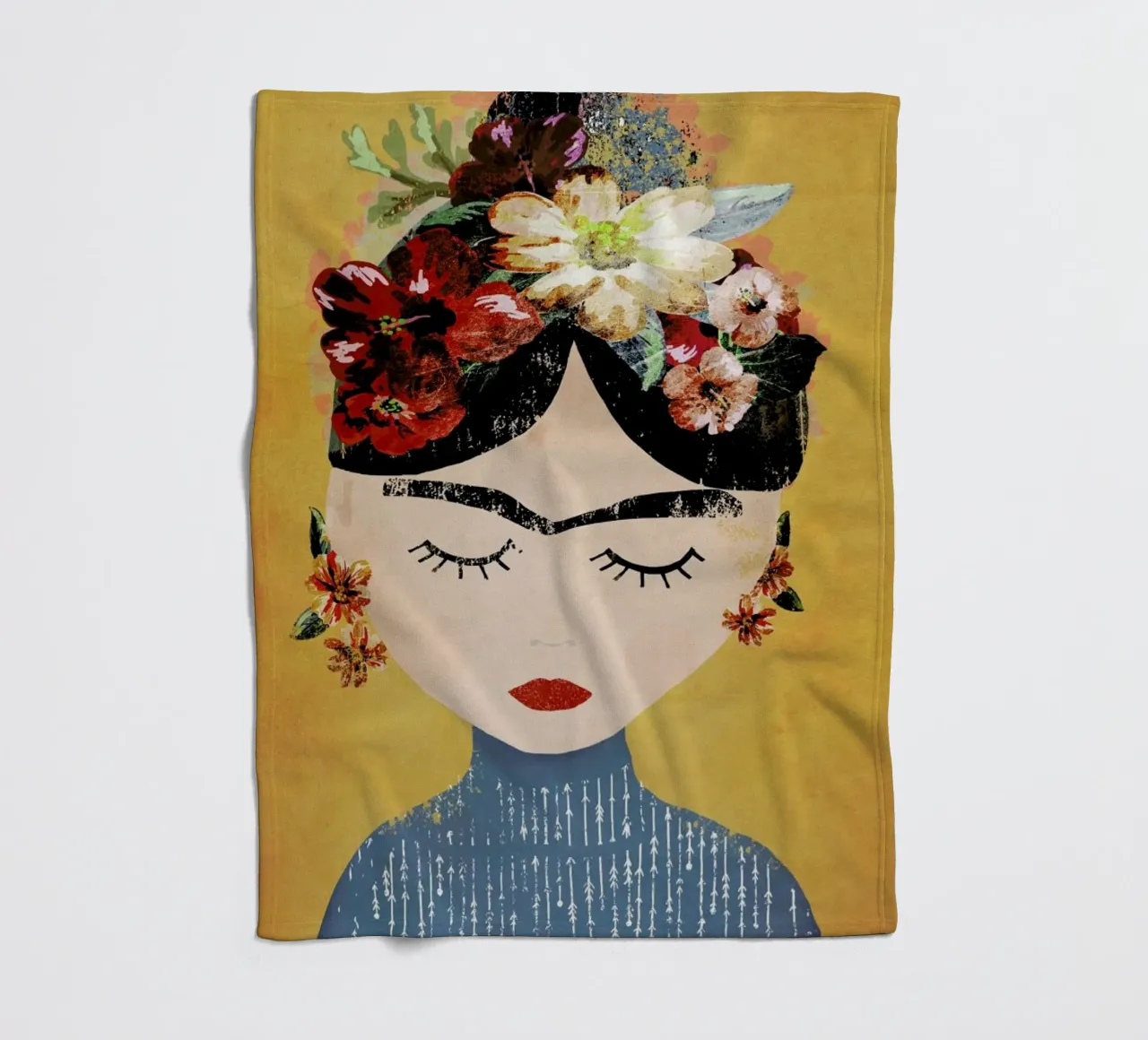 Frida (Yellow) fleece blanket by treechild