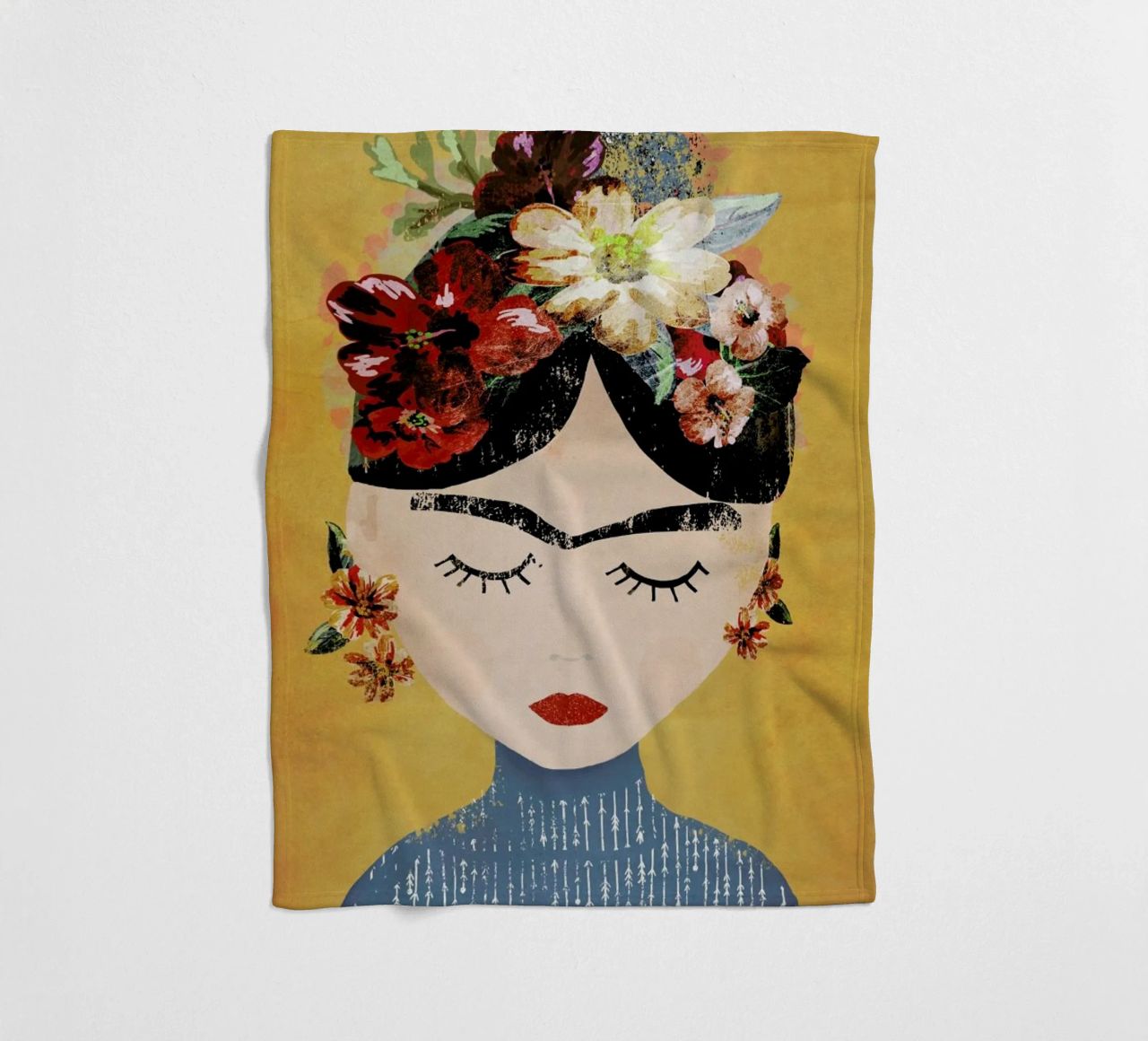 Frida (Yellow) fleece blanket by treechild