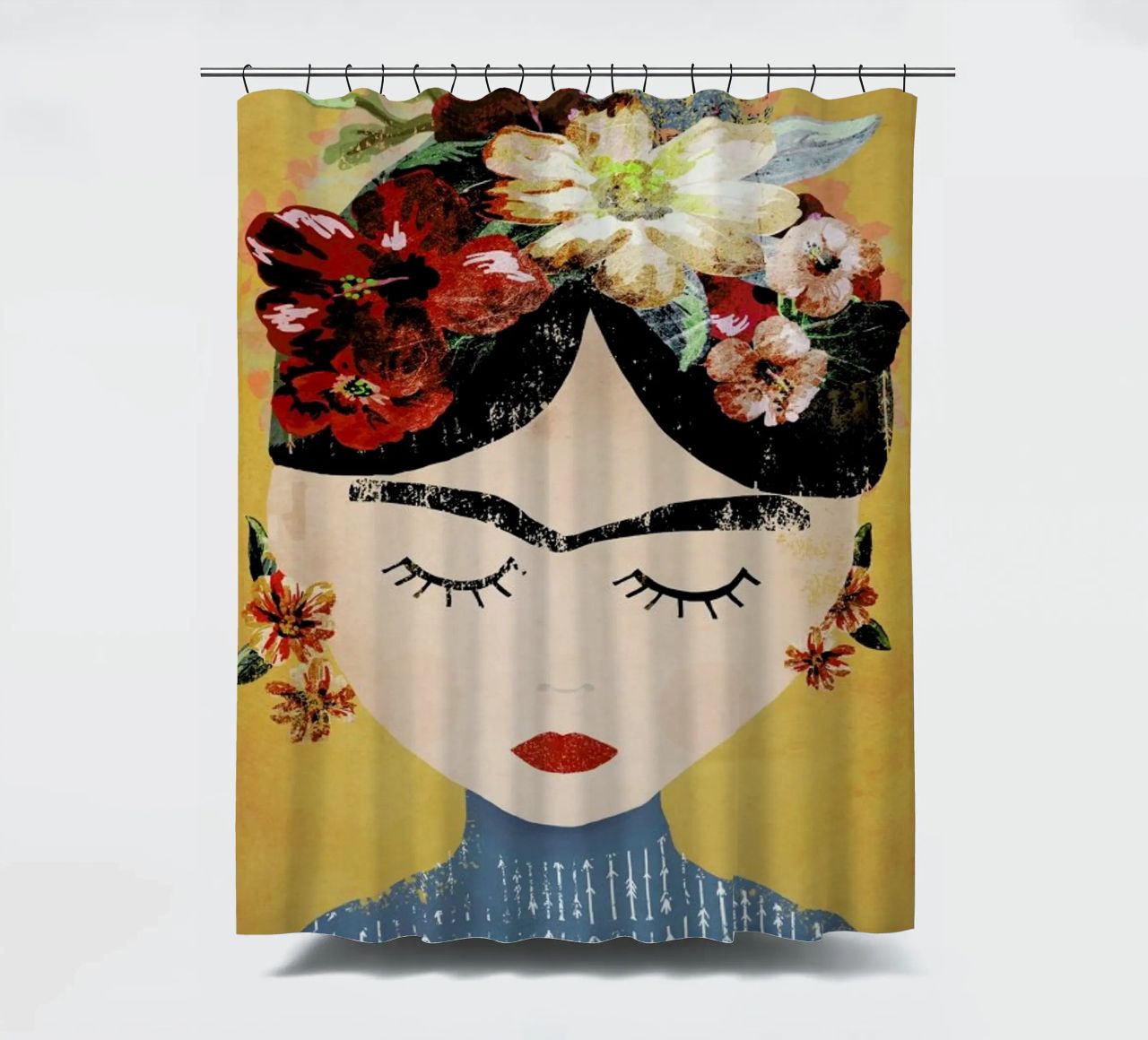 Frida (Yellow) Duschvorhang von treechild