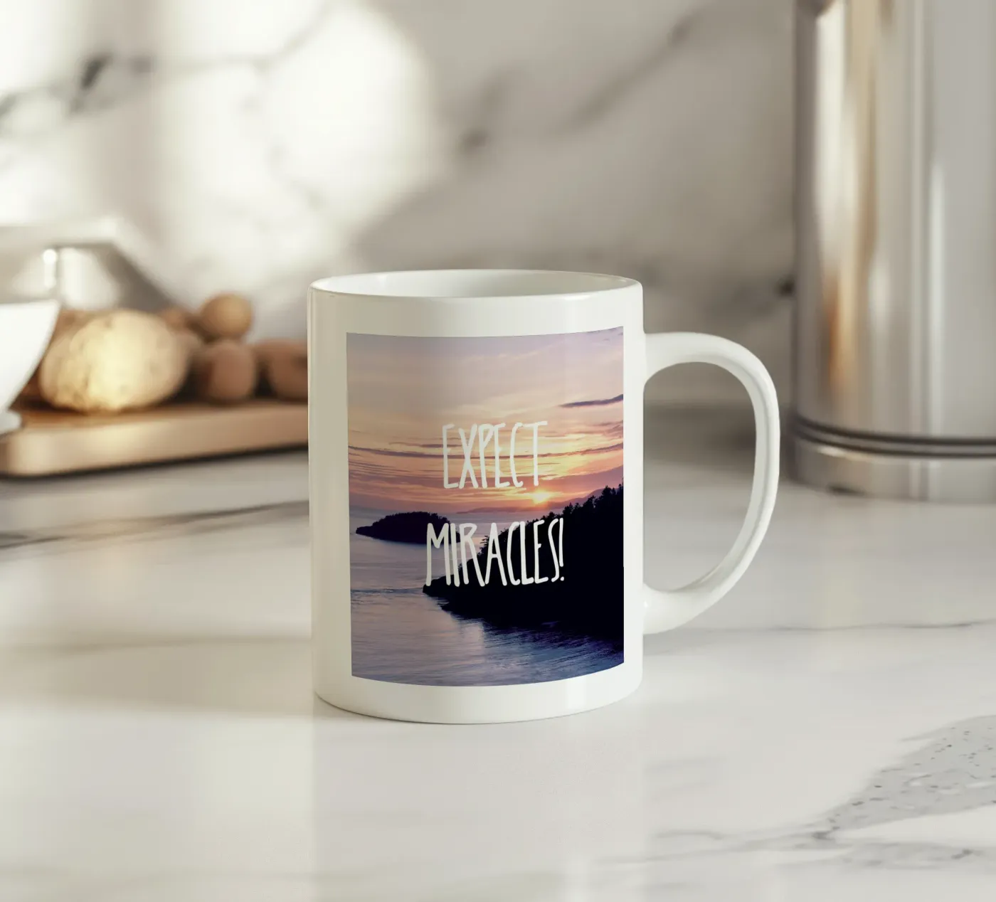 Expect Miracles ceramic mug by Robin Delean