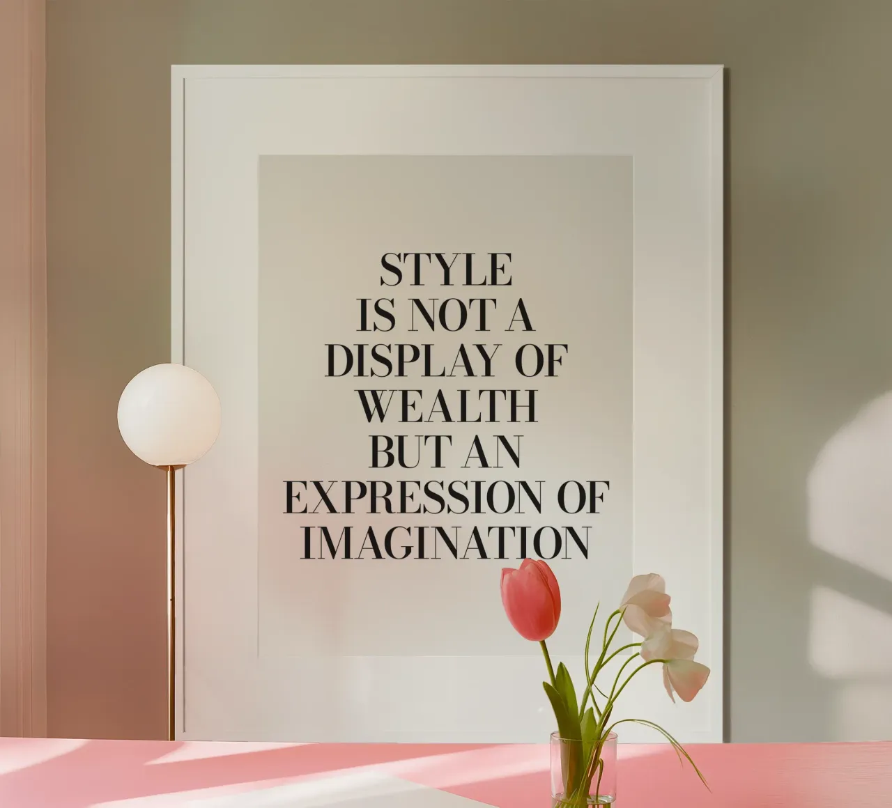 Lo stile non รจ un'ostentazione di ricchezza, ma un'espressione di fantasia. poster con telaio in legno da Paigaam Studio