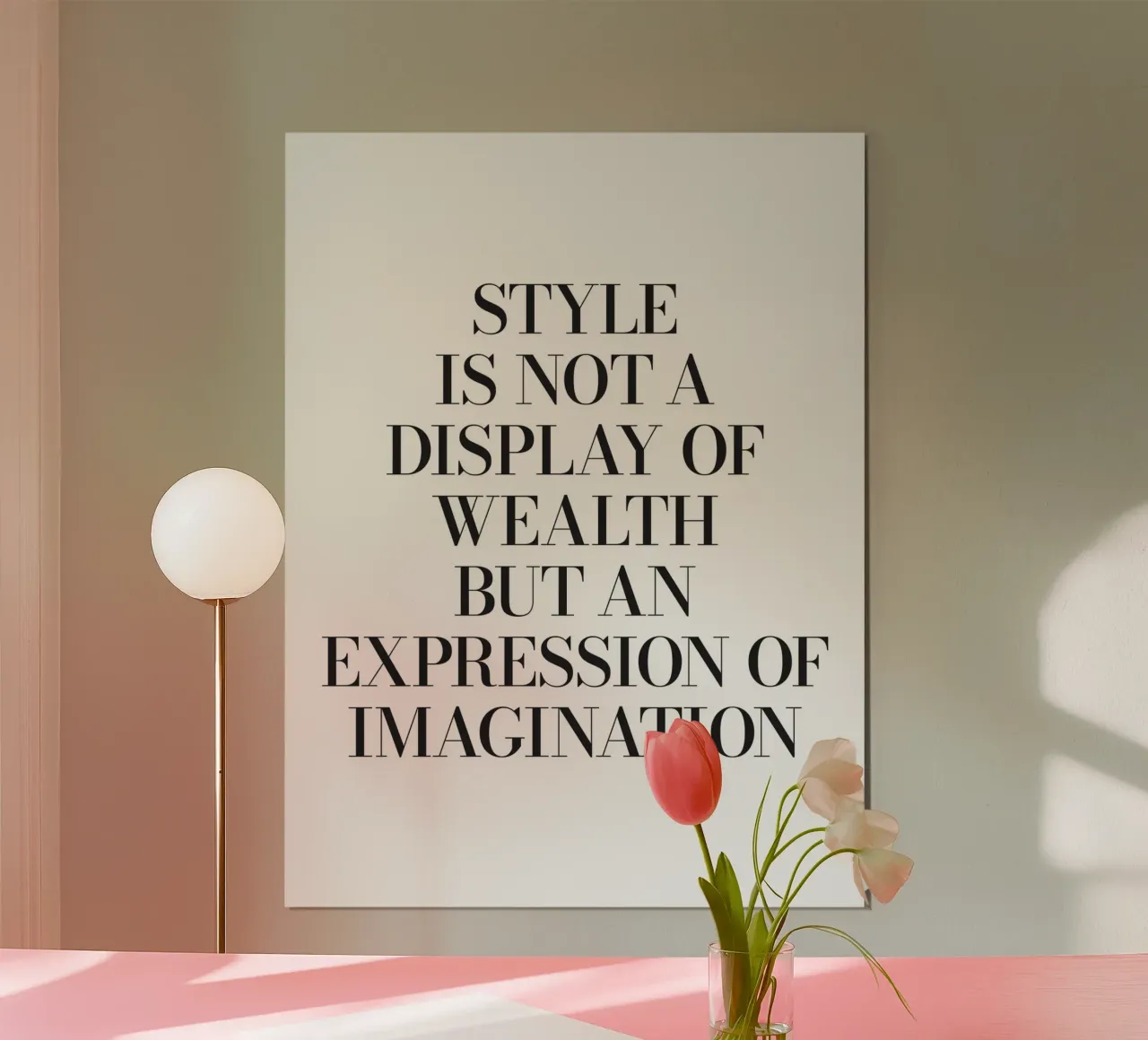 Lo stile non รจ un'ostentazione di ricchezza, ma un'espressione di fantasia. poster con telaio in legno da Paigaam Studio