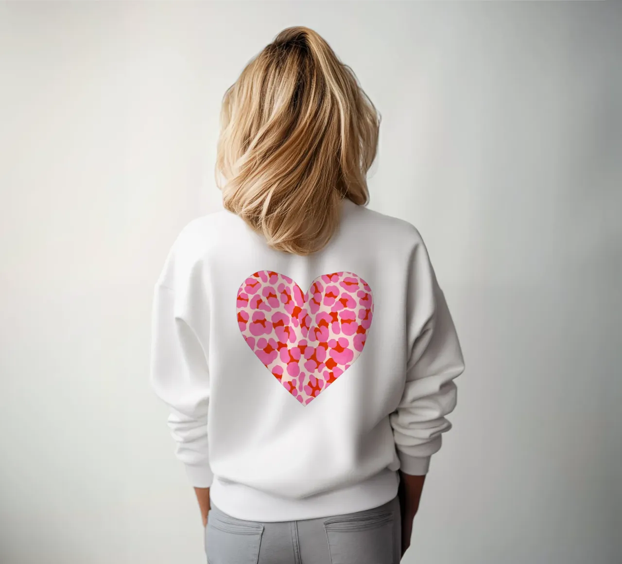 Leopard pattern. Modern in pink, red and abricot. With heart. sweatshirt by CalliLetters