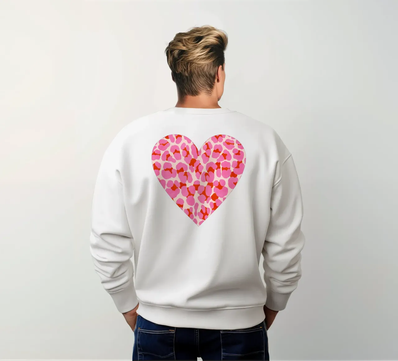 Leopard pattern. Modern in pink, red and abricot. With heart. sweatshirt by CalliLetters