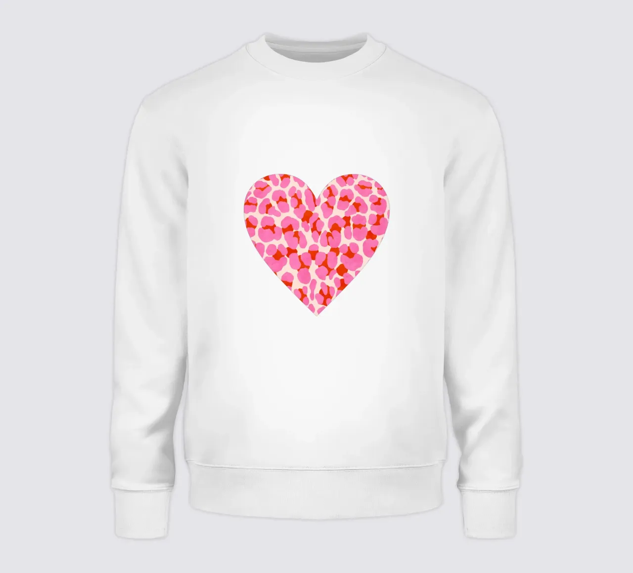 Leopard pattern. Modern in pink, red and abricot. With heart. sweatshirt by CalliLetters