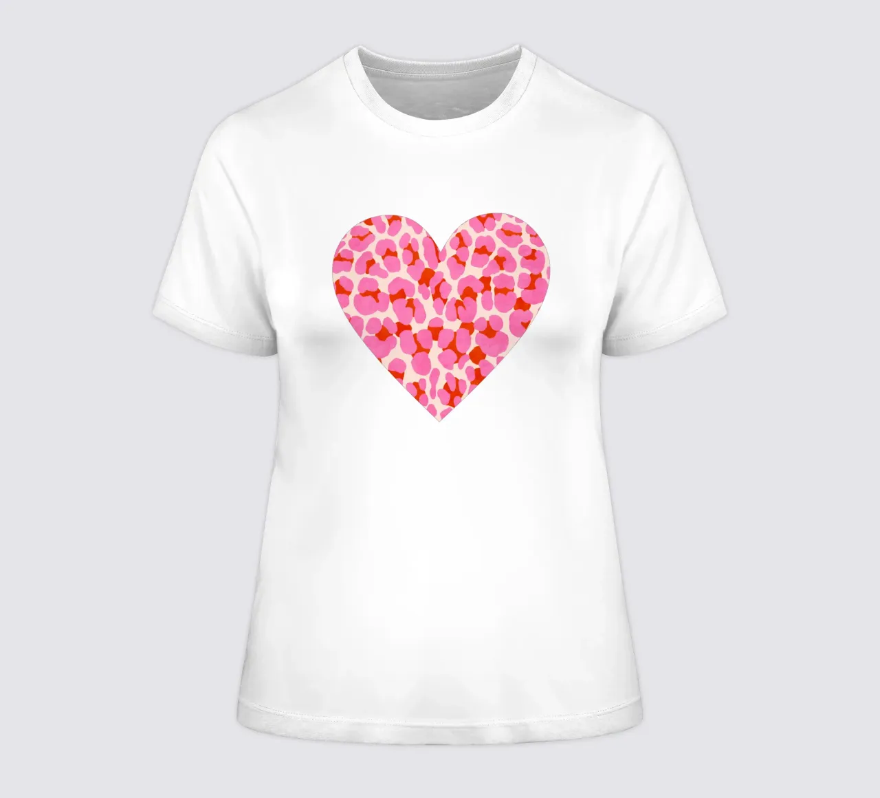 Leopard pattern. Modern in pink, red and abricot. With heart. women's fitted t-shirt by CalliLetters