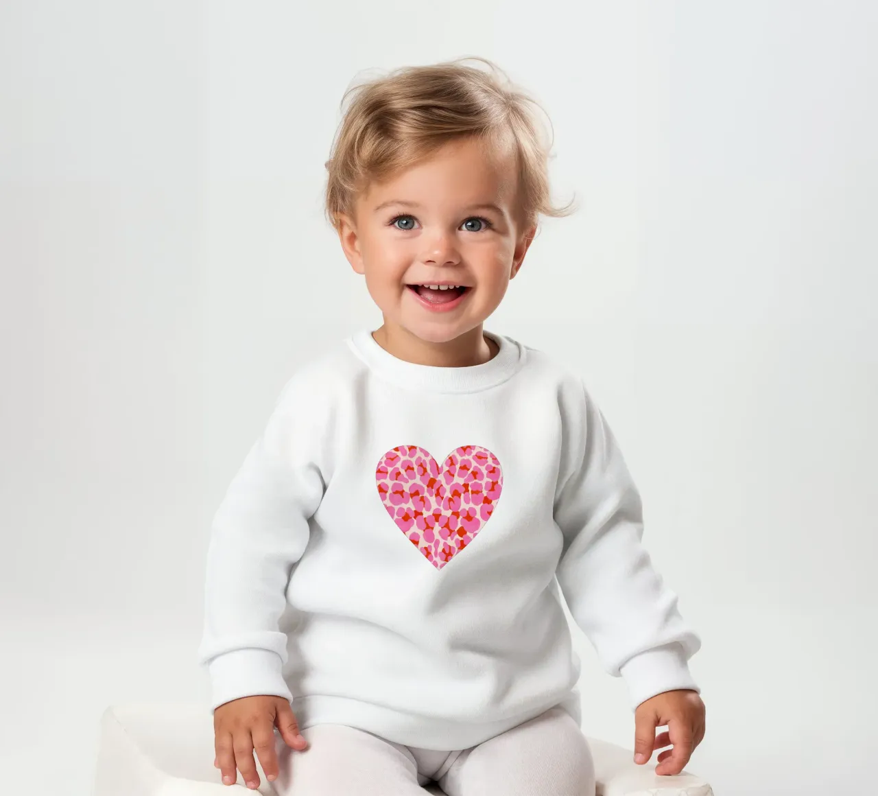 Motivo leopardato. Moderno in rosa, rosso e abricot. Con cuore. felpa neonato da CalliLetters