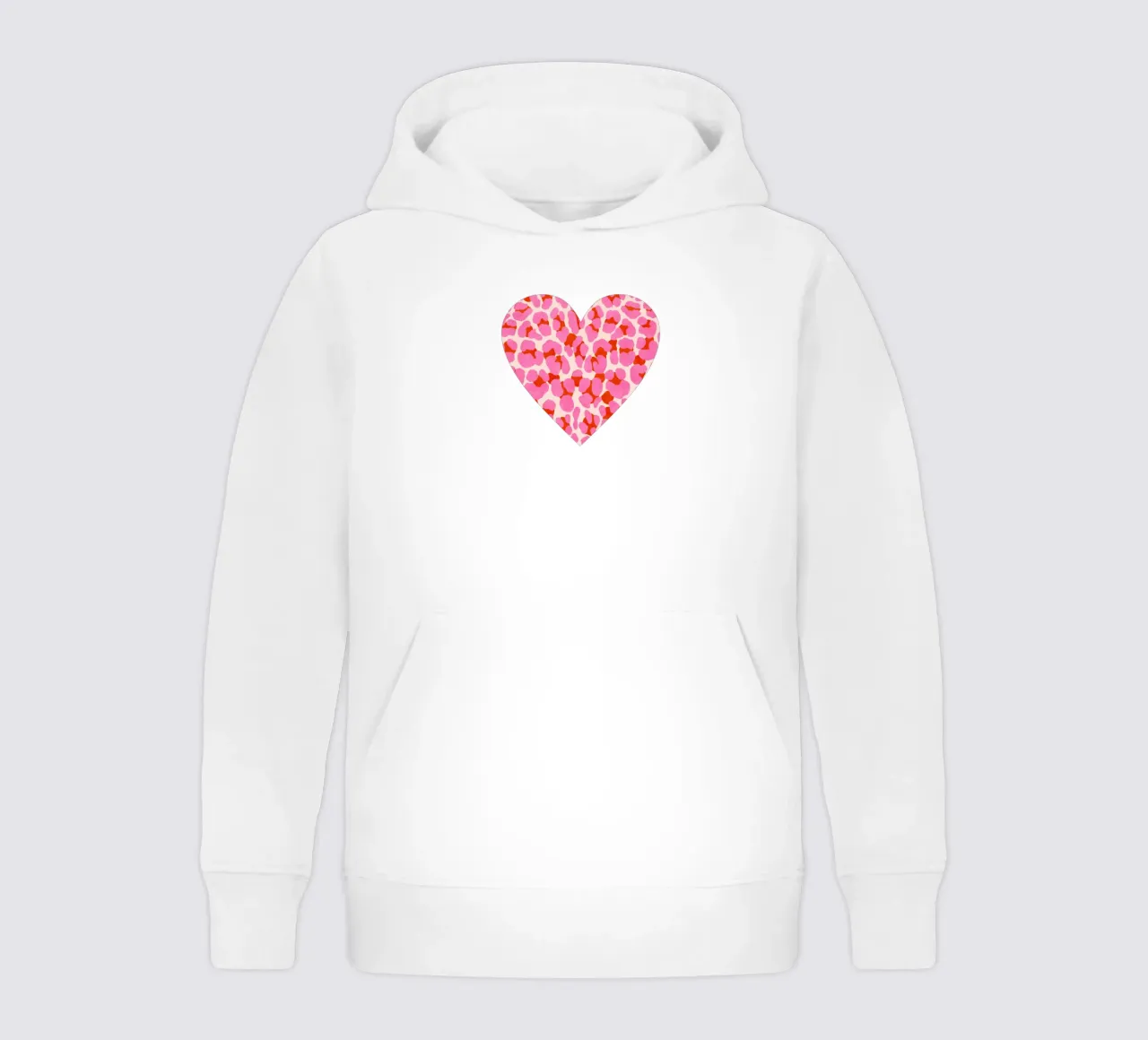 Motif léopard. Moderne en rose, rouge et abricot. Avec un cœur. sweat à capuche enfant de CalliLetters