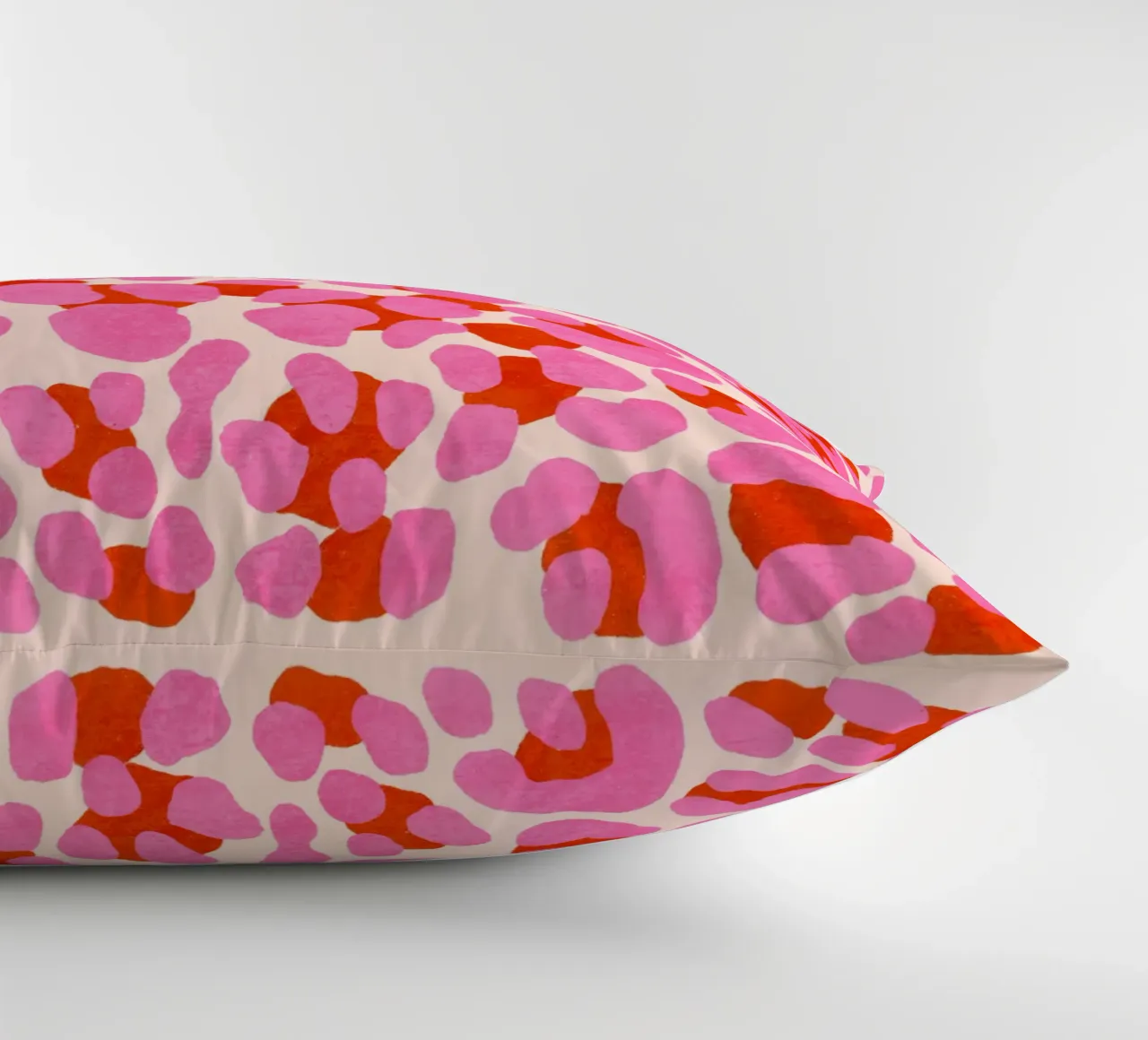 Leopard pattern. Modern in pink, red and abricot. With heart. decorative cushion by CalliLetters