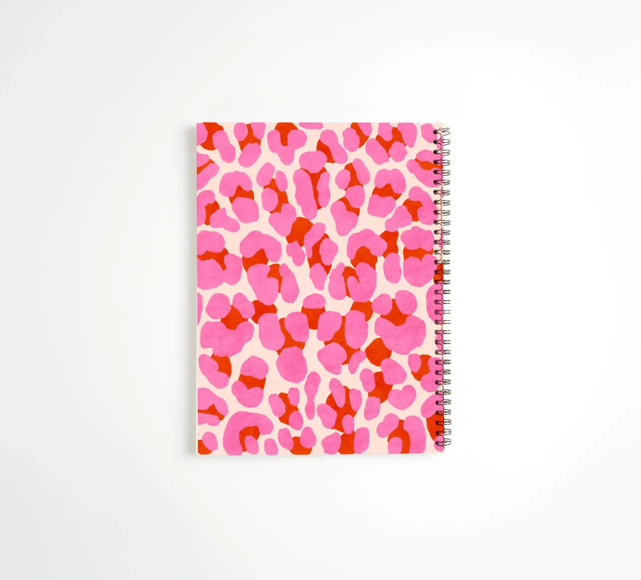 Leopard pattern. Modern in pink, red and abricot. With heart. spiral notebook by CalliLetters