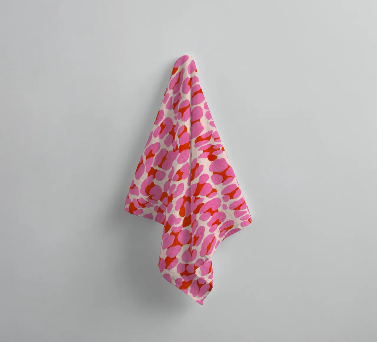 Leopard pattern. Modern in pink, red and abricot. With heart. towel by CalliLetters