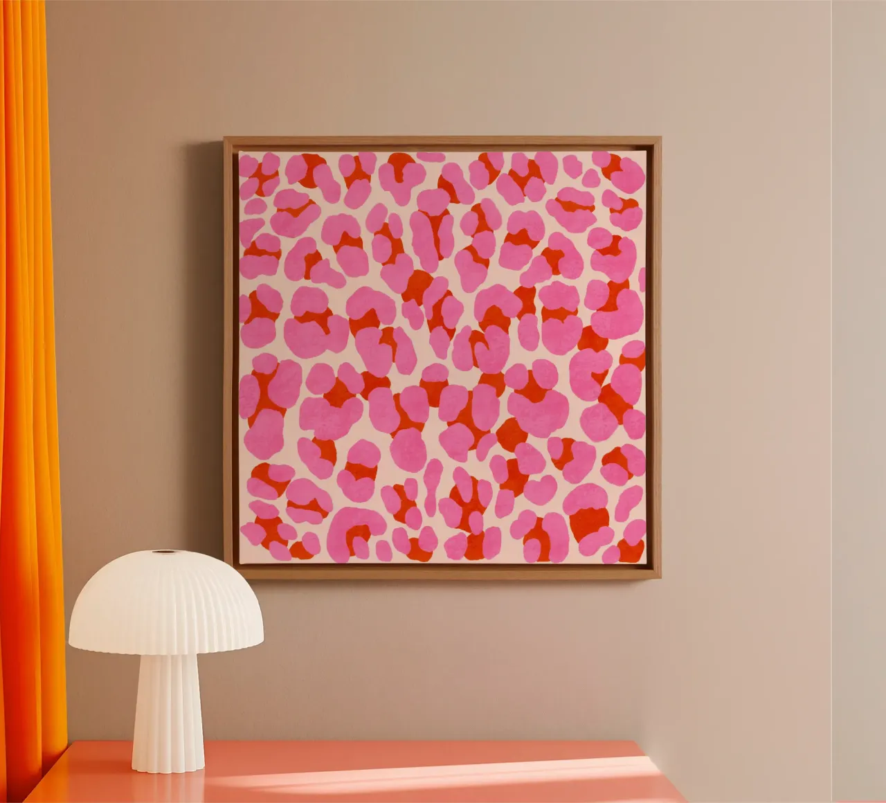 Leoparden-Muster. Modern in Pink, Rot und Abricot. Mit Herz. Leinwand von CalliLetters