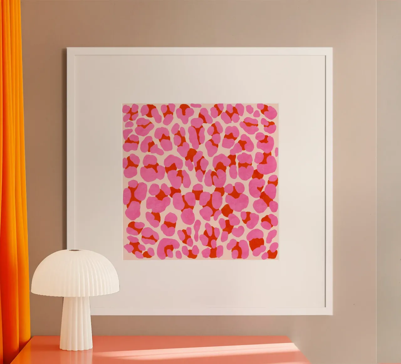 Leopard pattern. Modern in pink, red and abricot. With heart. hahnemühle by CalliLetters