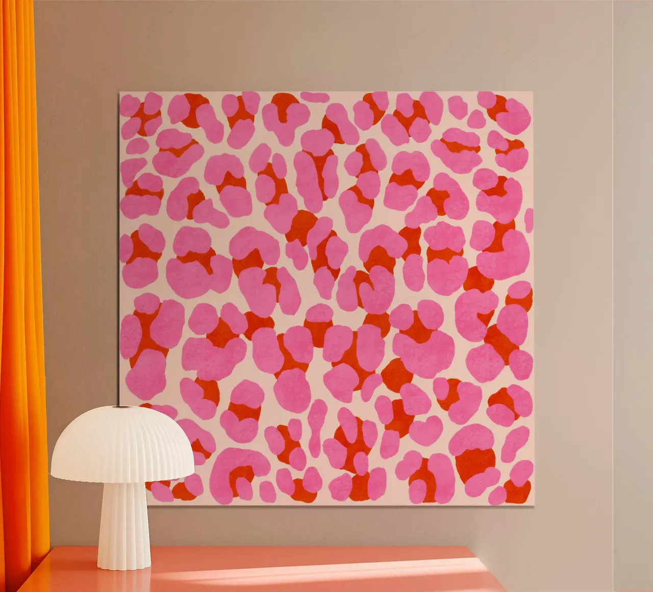 Leopard pattern. Modern in pink, red and abricot. With heart. hahnemühle by CalliLetters