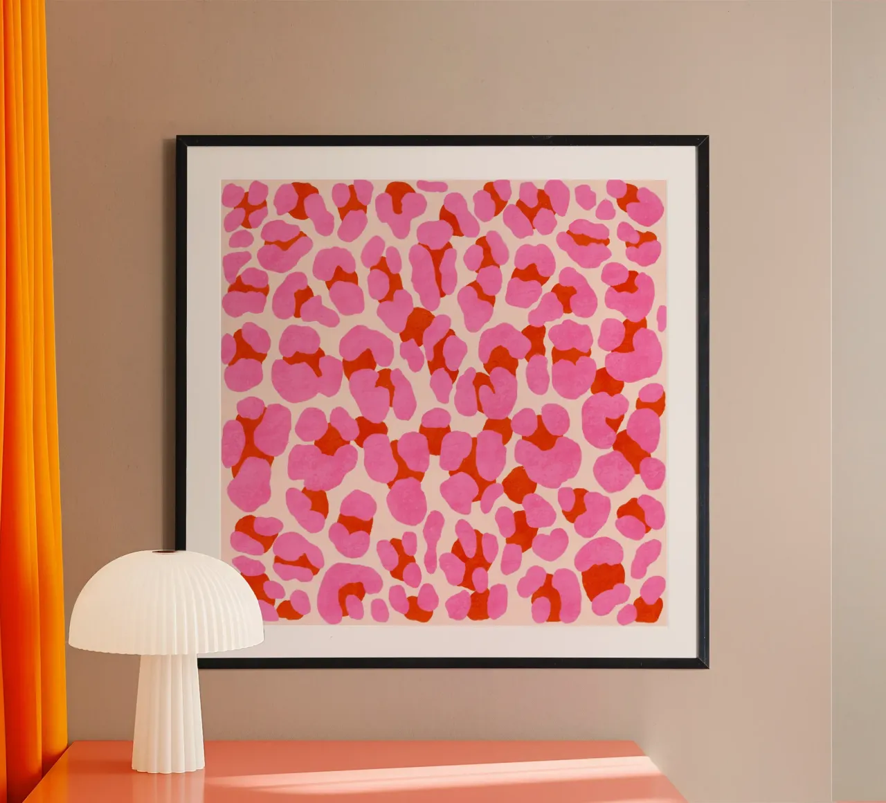 Leopard pattern. Modern in pink, red and abricot. With heart. hahnemühle by CalliLetters