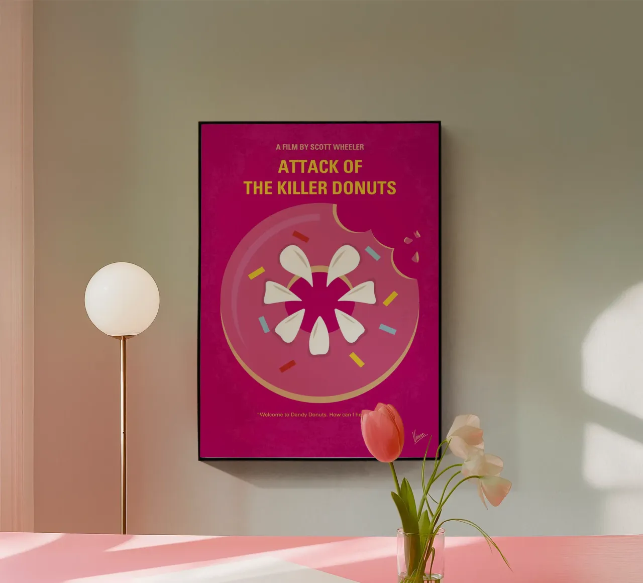 No1261 My Attack of the Killer Donuts minimal movie poster plexiglass da Chungkong
