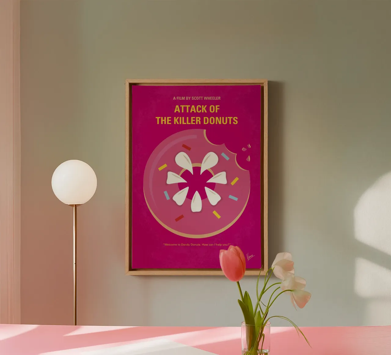 No1261 My Attack of the Killer Donuts minimal movie poster tela con Cornice a cassetta da Chungkong