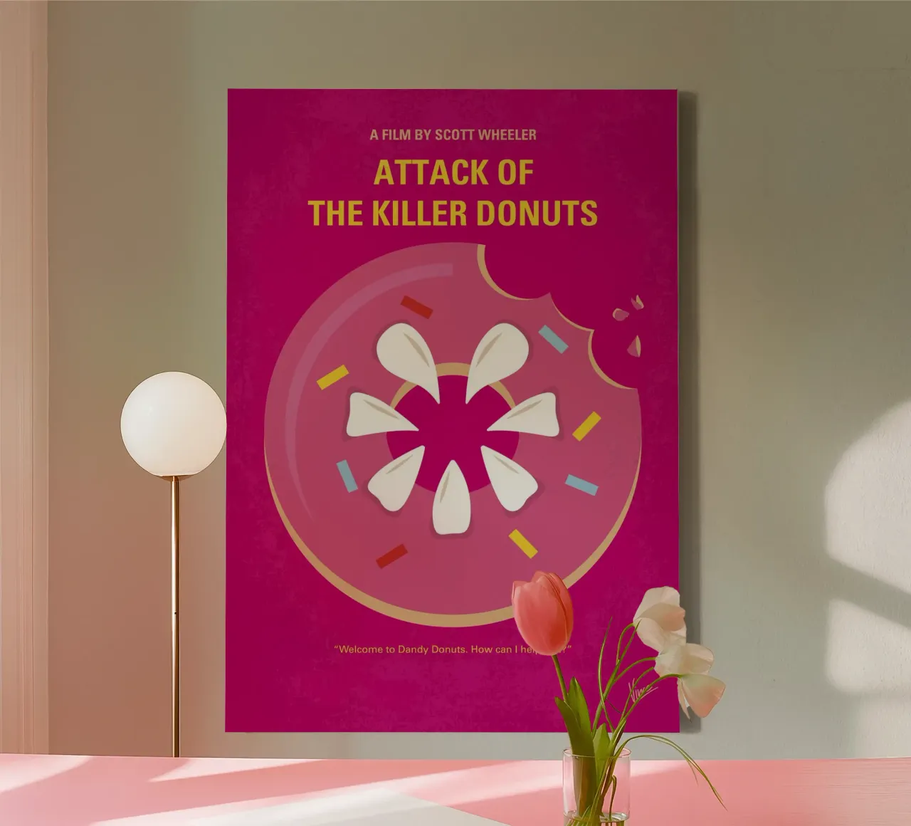No1261 My Attack of the Killer Donuts minimal movie poster tela con Cornice a cassetta da Chungkong