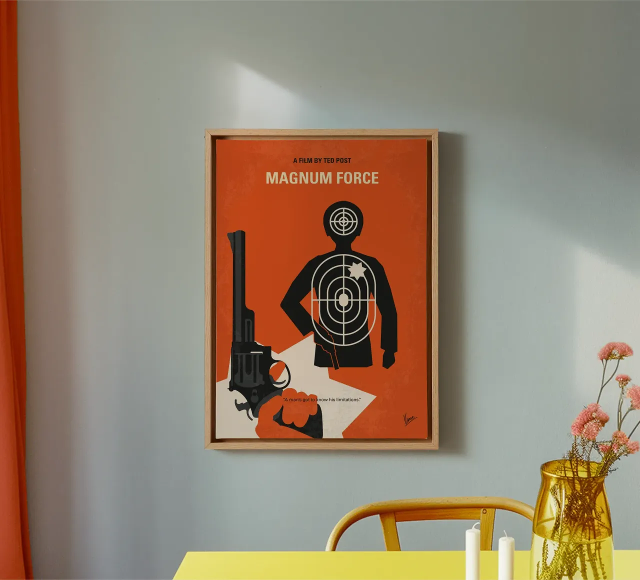 No1267-2 My Dirty Harry Magnum Force minimal movie poster tela con Cornice a cassetta da Chungkong