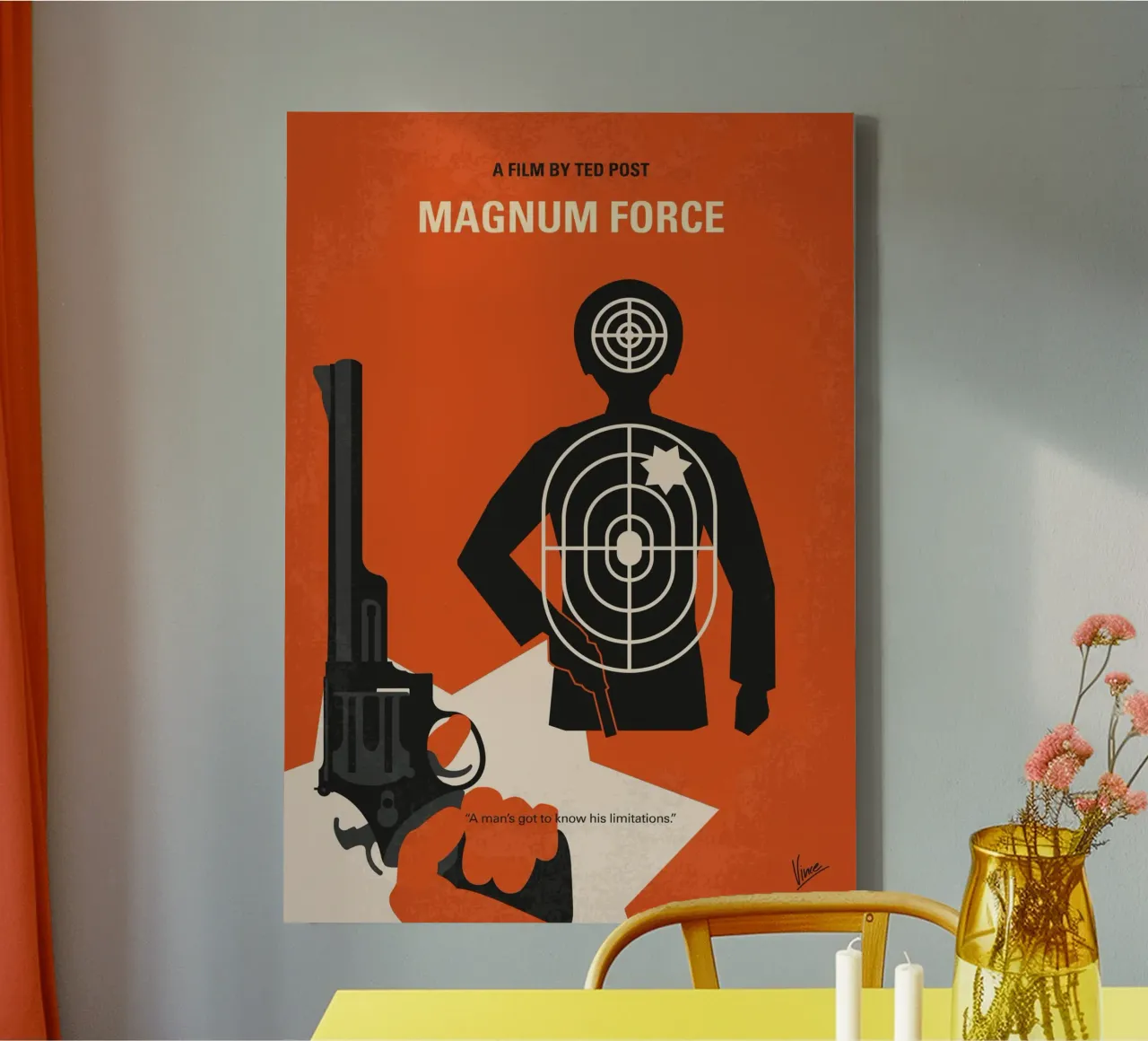 No1267-2 My Dirty Harry Magnum Force minimal movie poster tela con Cornice a cassetta da Chungkong