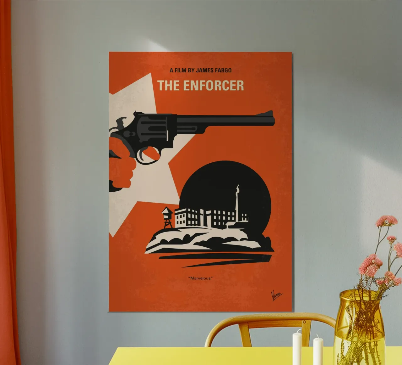 No1267-3 My Dirty Harry The Enforcer minimal movie poster alluminio dibond da Chungkong