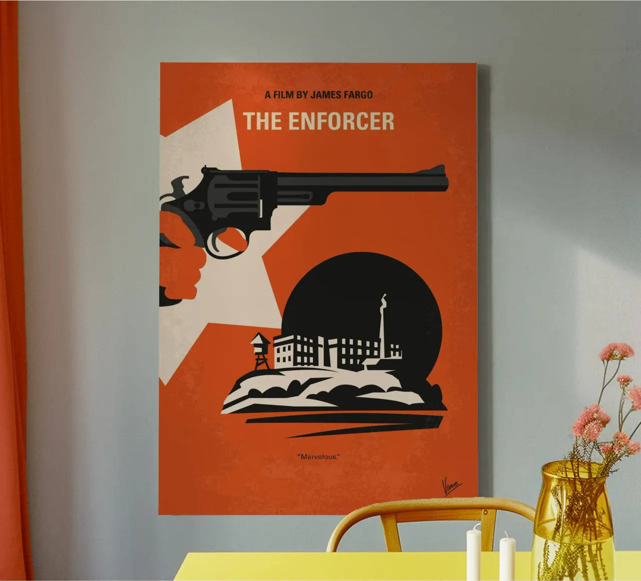 No1267-3 My Dirty Harry The Enforcer minimal movie poster tela con Cornice a cassetta da Chungkong