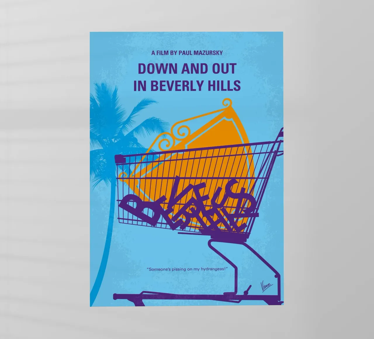 No1269 My Down and Out in Beverly Hills minimal movie poster pellicola backlit da Chungkong