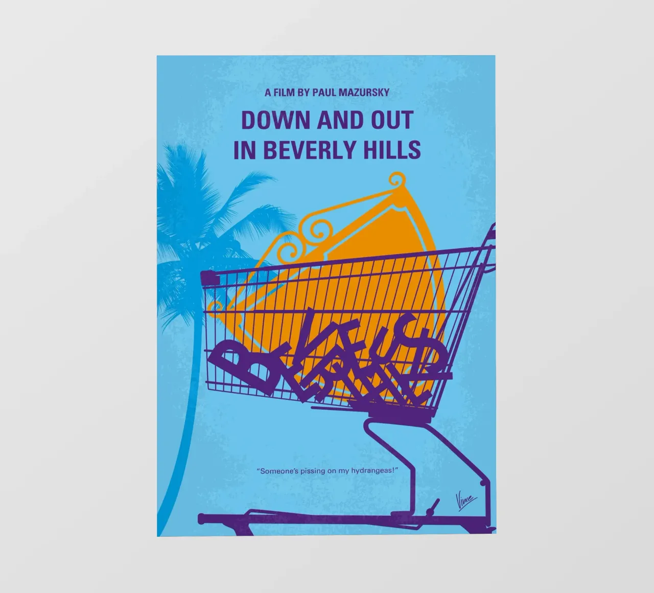 No1269 My Down and Out in Beverly Hills minimal movie poster pellicola backlit da Chungkong