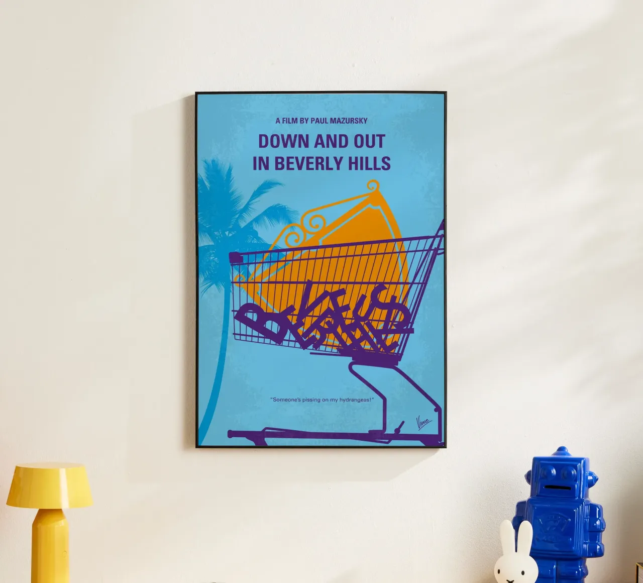 No1269 My Down and Out in Beverly Hills minimal movie poster alluminio dibond da Chungkong