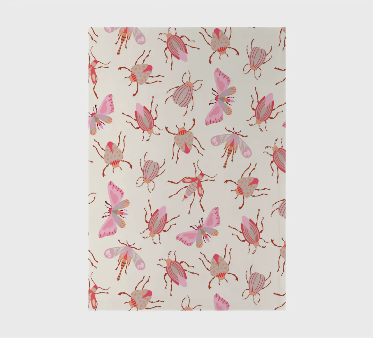 Pink and Red Insects on Cream notebook by CoelfenArt