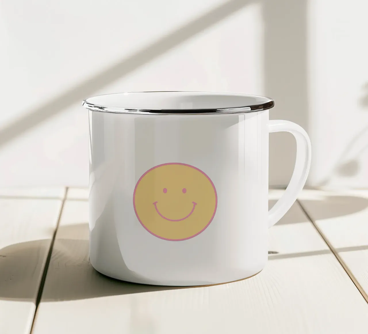 Smile enamel mug by janamossmann