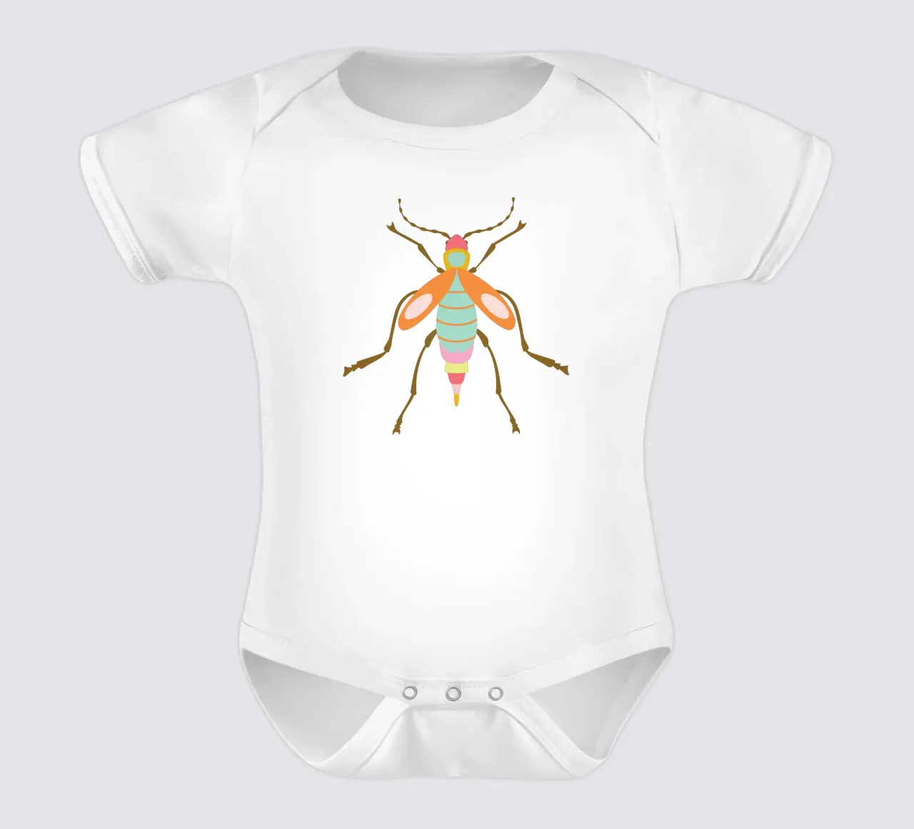 Illustrazione di insetti stilizzati colorati body neonato maniche corte da CoelfenArt