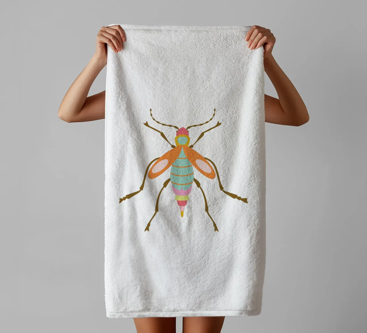 Illustrazione di insetti stilizzati colorati asciugamano da bagno da CoelfenArt