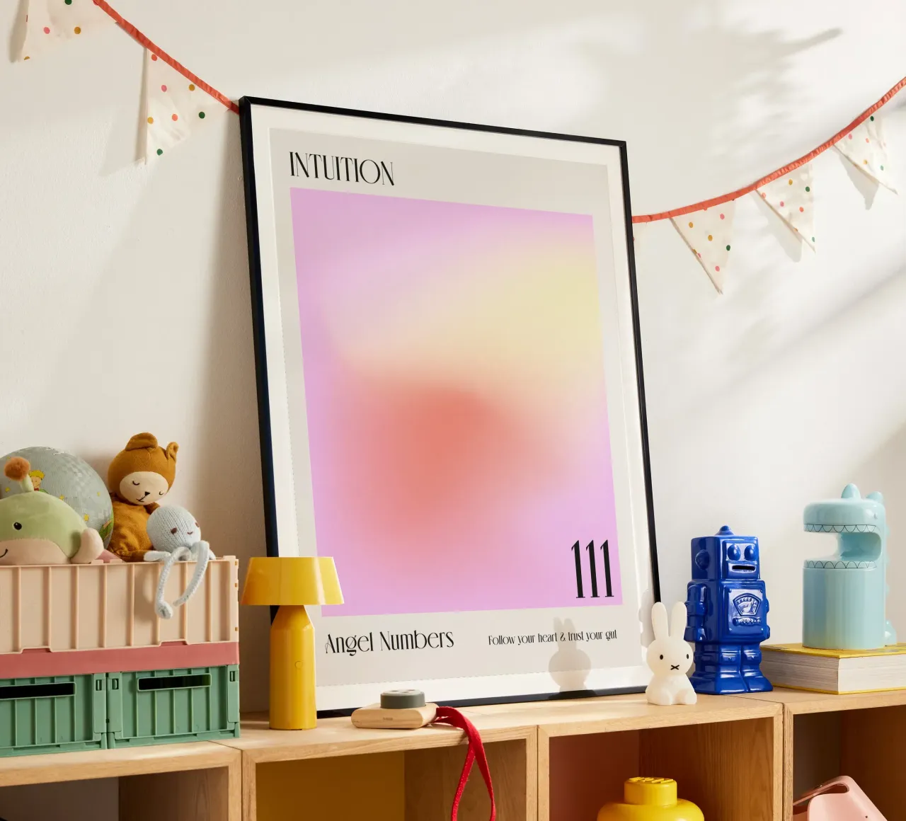 Aura, Engelszahlen, Intuition, 111 Zitat Poster mit Holzrahmen von Peaches Art Prints