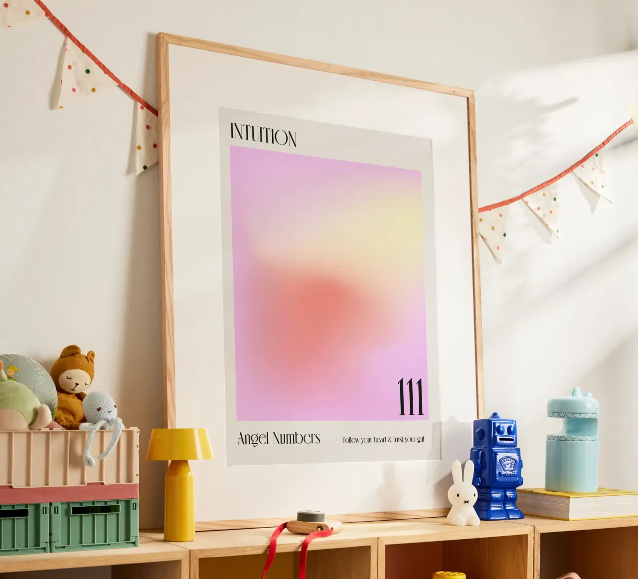 Aura, Engelszahlen, Intuition, 111 Zitat Poster mit Holzrahmen von Peaches Art Prints