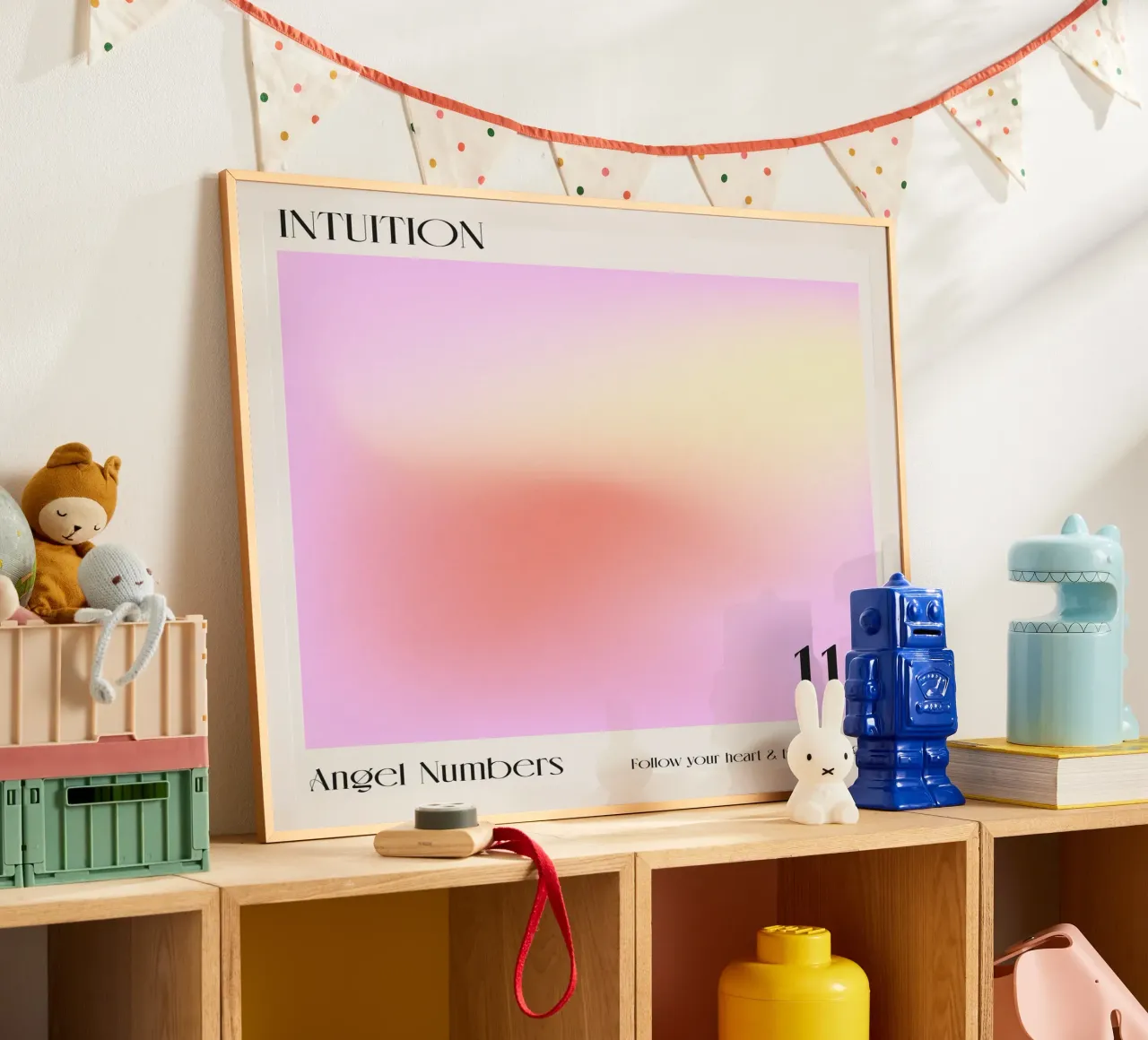Aura, Engelszahlen, Intuition, 111 Zitat Poster mit Holzrahmen von Peaches Art Prints